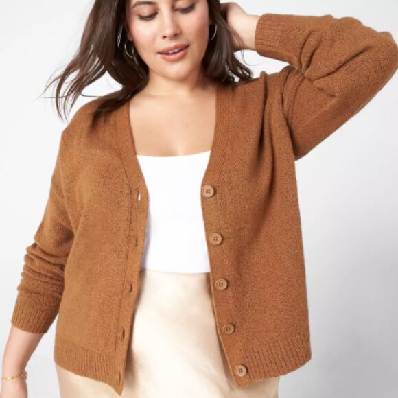 Lane Bryant Crew-Neck Cardigan | 26/28 | Chipmunk - Picture 1 of 6